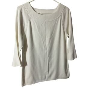 NWOT Talbots Winter White Crewneck Sweater Large Bell Sleeve